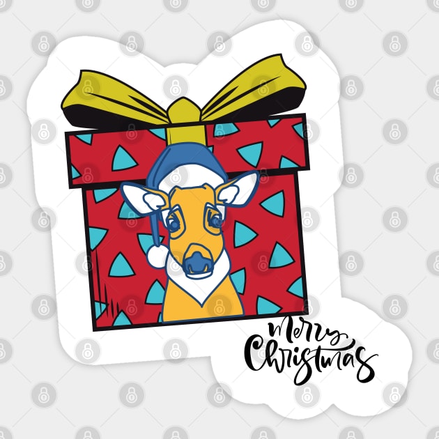 MERRY CHRISTMAS DEER GIFT Sticker by O.M design